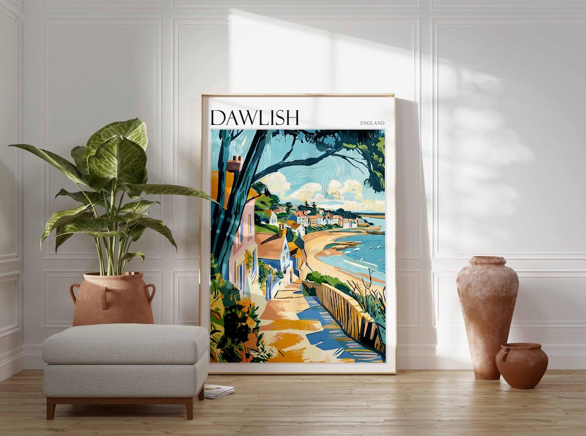 Dawlish Poster Devon Poster England Travel Poster Coastal Wall Art English Home Decor Seaside Town Poster Uk Travel Print Dawlish Art - Image 3