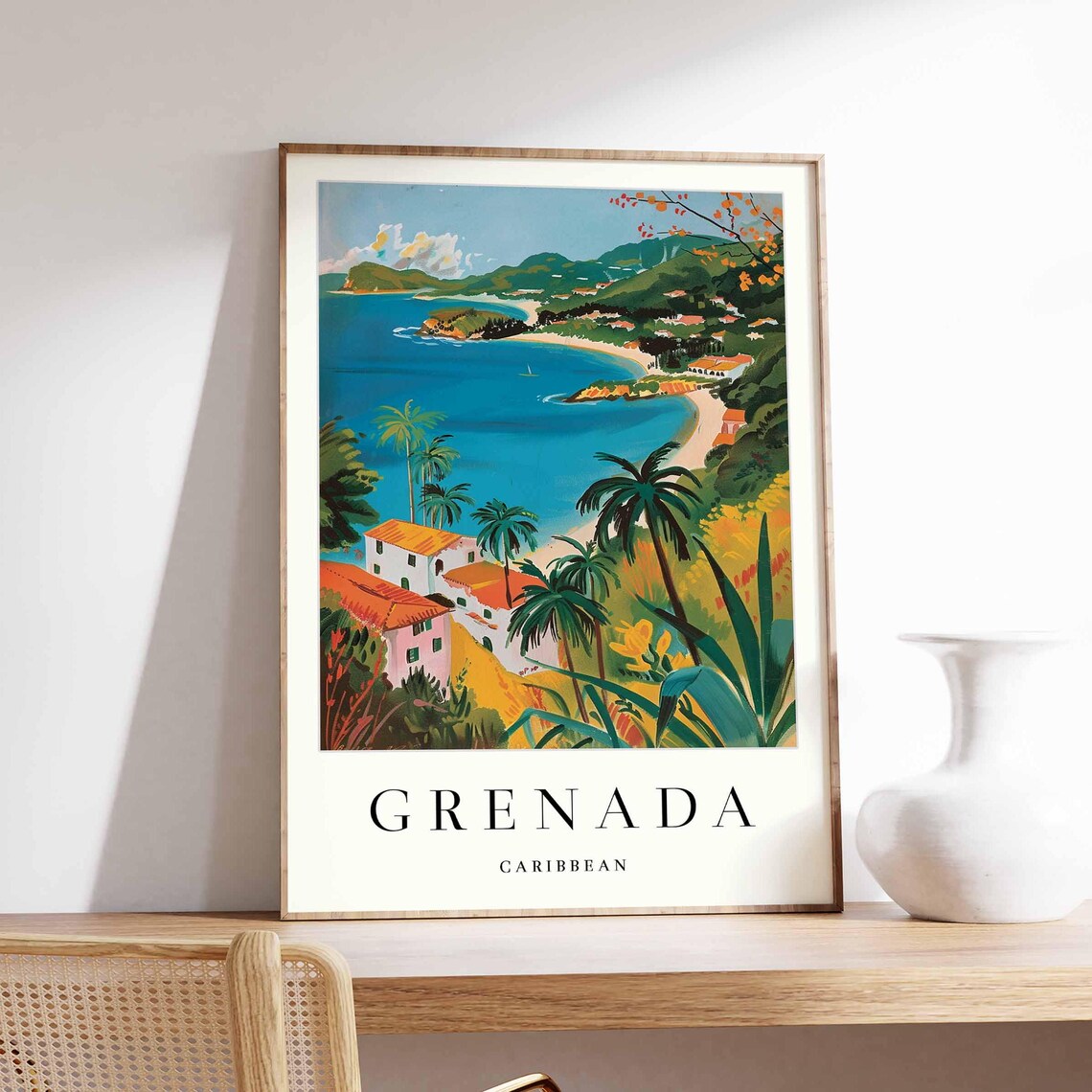 Grenada Caribbean Travel Poster, Grand Anse Beach