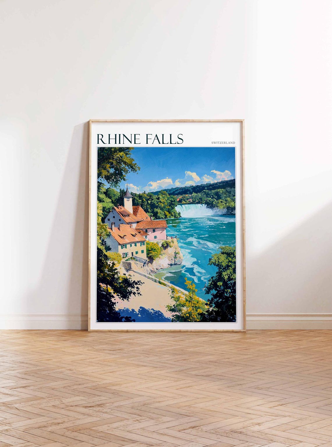 Rhine Falls Poster Rhine Falls Travel Print Swiss Decor Europe Travel Poster European Wall Art Switzerland Wall Art Botanical Decor - Image 2