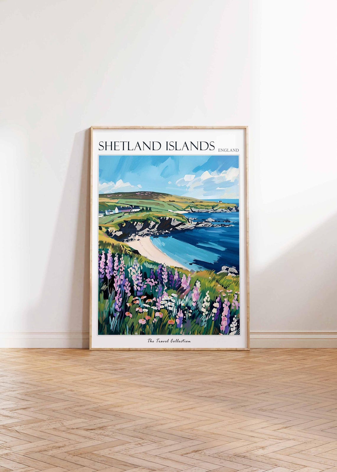 Shetland Islands Sandy Cove Lupin Meadow Coast Travel Poster - Image 2