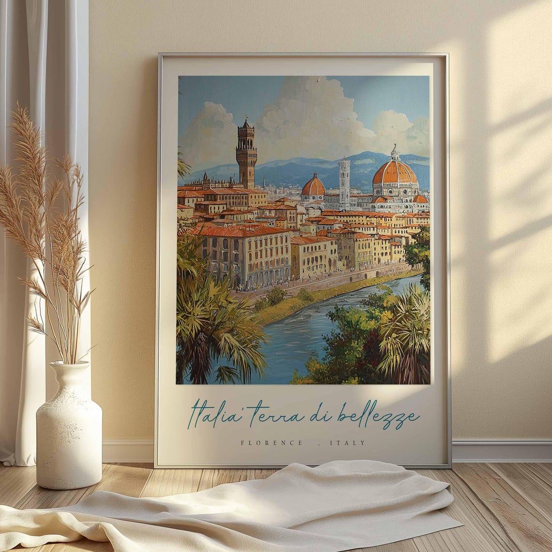 Florence Duomo Cathedral Arno Riverside Skyline Italy Travel Poster - Image 2