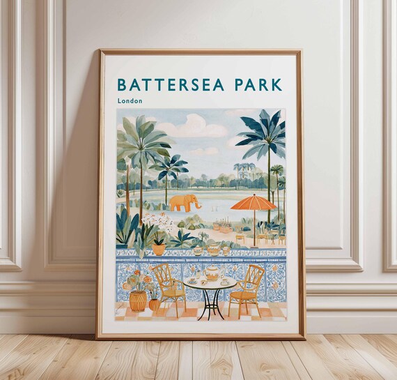 Battersea Park London Elephant Palm Garden Tea Terrace Poster