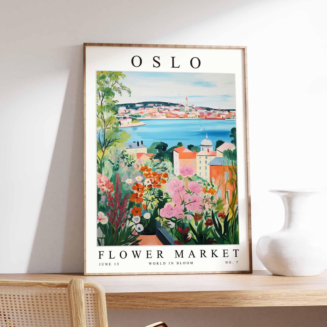 Oslo Flower Market Bay Terraces Cosmos Zinnia Bloom Garden Poster