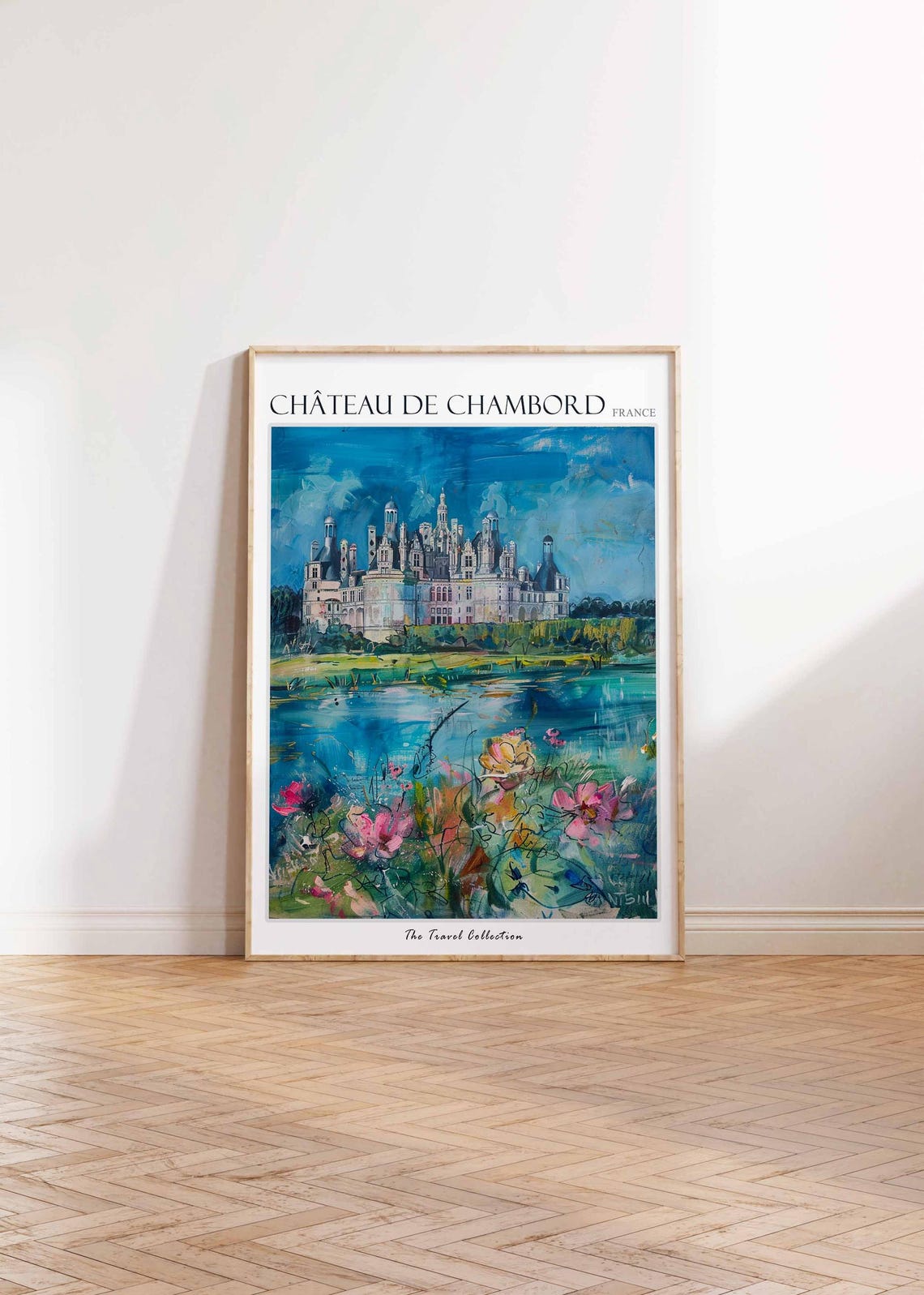 Chateau De Chambord France Wildflower Meadow Lakeside Travel Poster - Image 2