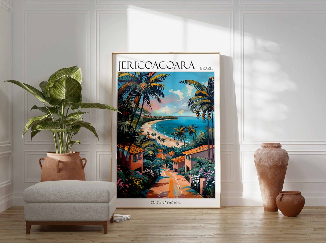 Jericoacoara Brazil Tropical Beach Palms Village Path Travel Poster - Image 3
