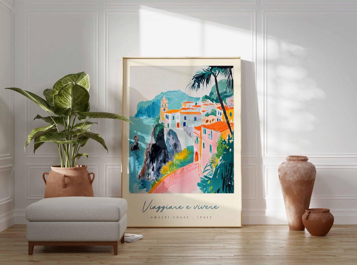 Amalfi Coast Poster Amalfi Coast Travel Print Amalfi Coast Travel Art Amalfi Coast Wall Art Italy Art Italy Travel Decor Travel Gift - Image 3