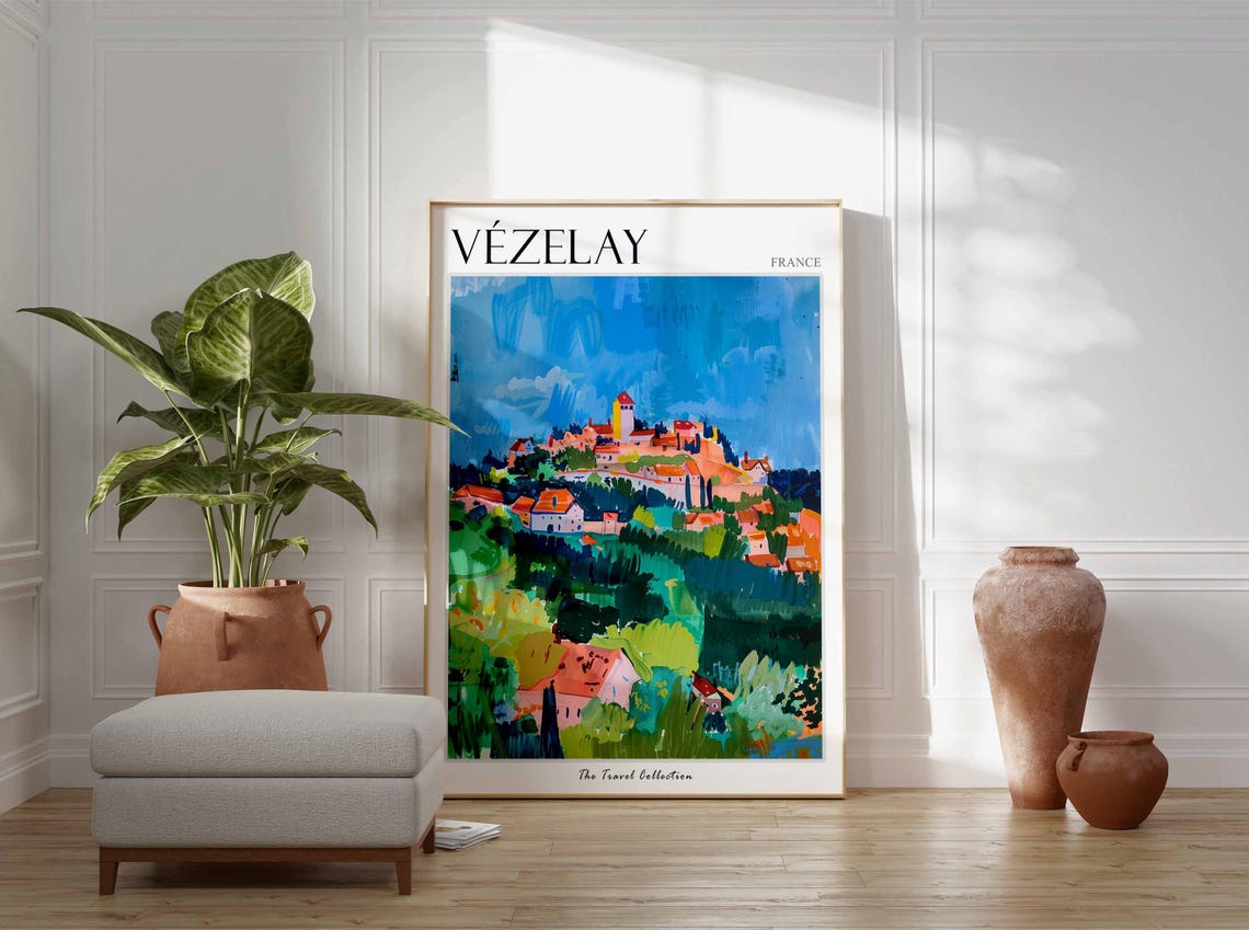 Vzelay Poster France Travel Print French Decor Europe Travel Poster European Wall Art Botanical Print Vzelay Travel Poster - Image 3
