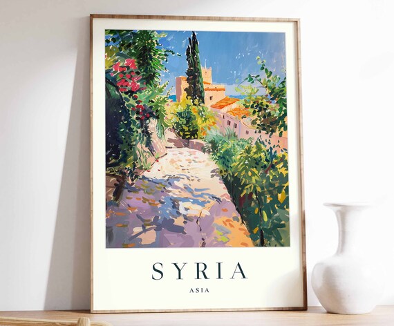 Syria Poster Syria Travel Print Islamic Wall Art Islamic Decor Tropical Decor Botanical Print Syria Gift Syria Travel Poster