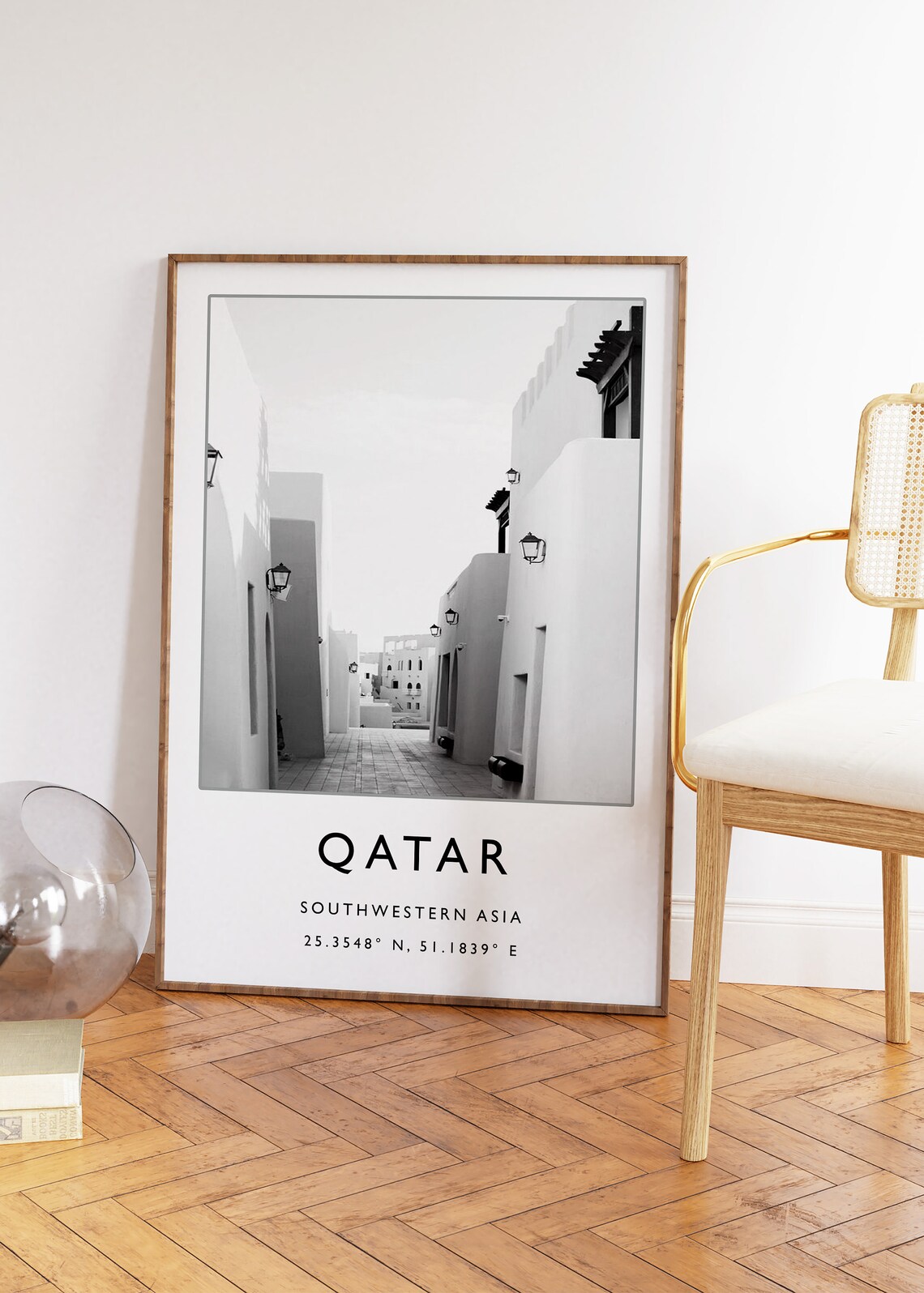 Qatar Black White Alley Photography Minimalist Travel Poster - Image 2