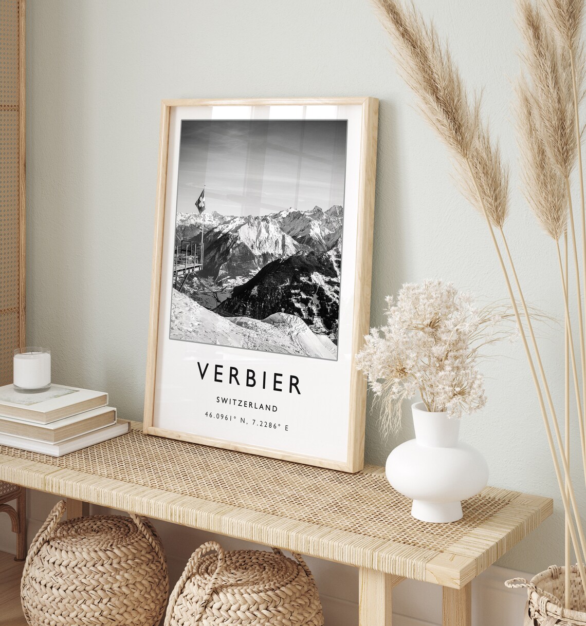 Verbier Switzerland Skiing Travel Poster, Winter Sport Art - Image 2