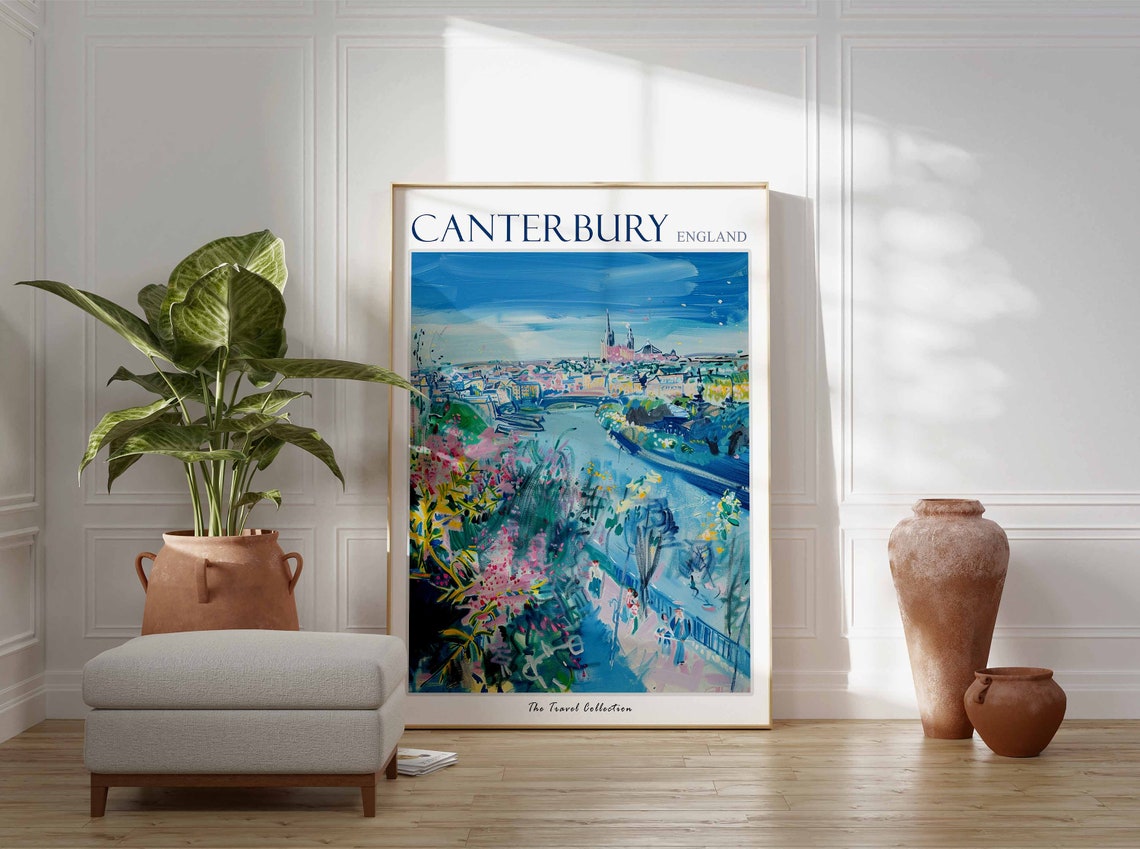 Canterbury Cathedral River Impressionist England Travel Poster - Image 2