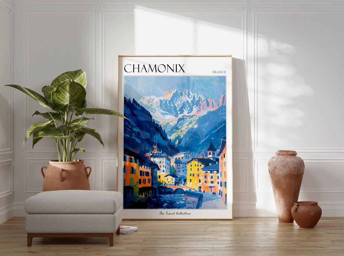 Chamonix Poster France Travel Print French Decor Europe Travel Poster European Wall Art Ski Print Chamonix Travel Poster - Image 3
