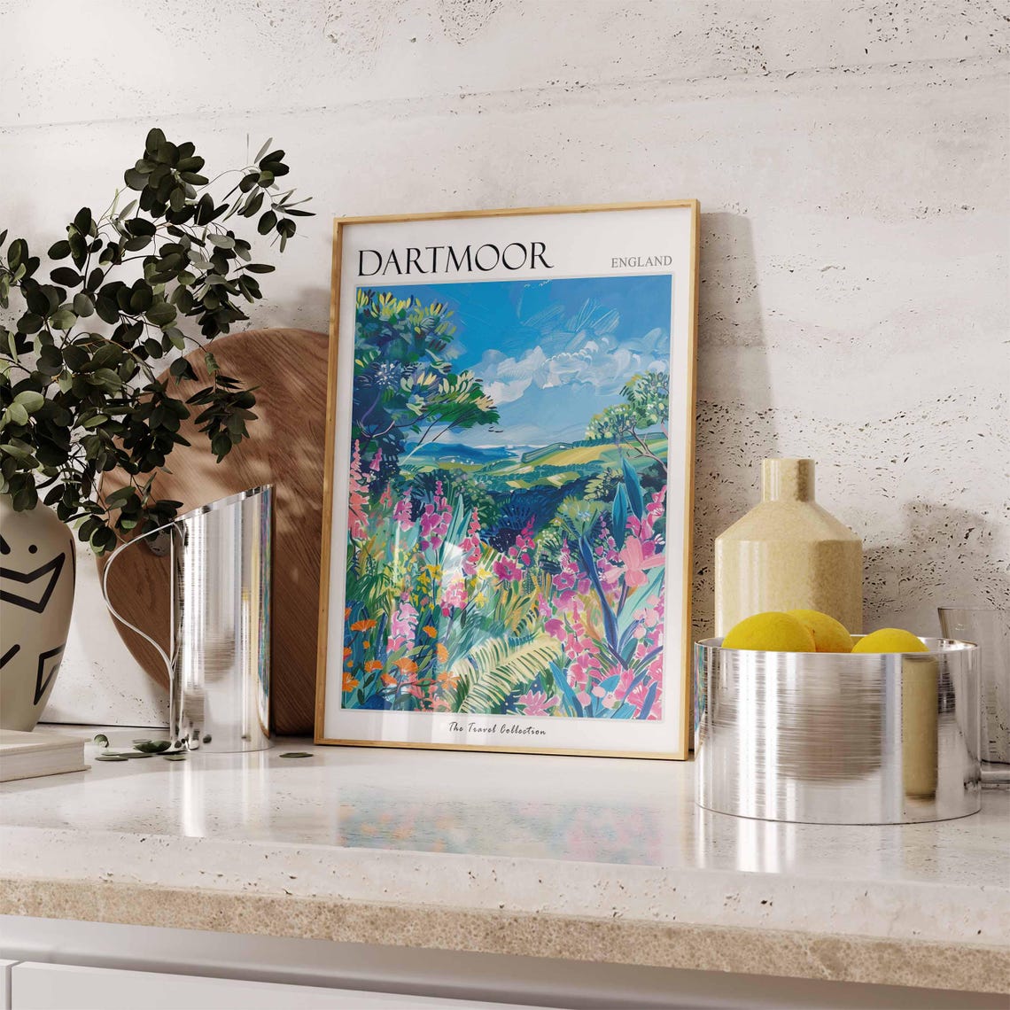 Dartmoor England Bright Wildflower Meadow Blue Sky Garden Poster - Image 3