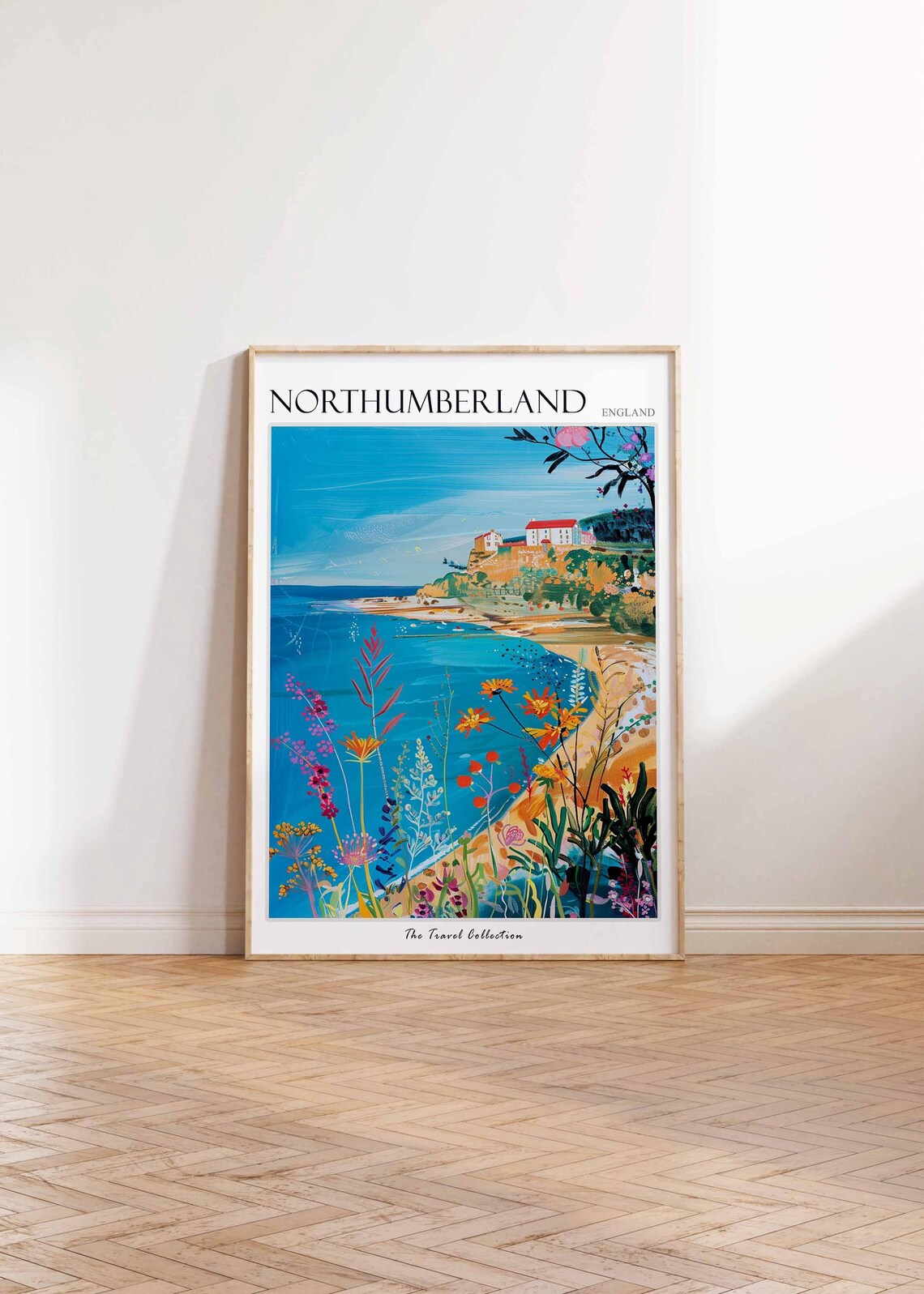 Northumberland England Turquoise Coast Wildflower Meadow Poster - Image 2