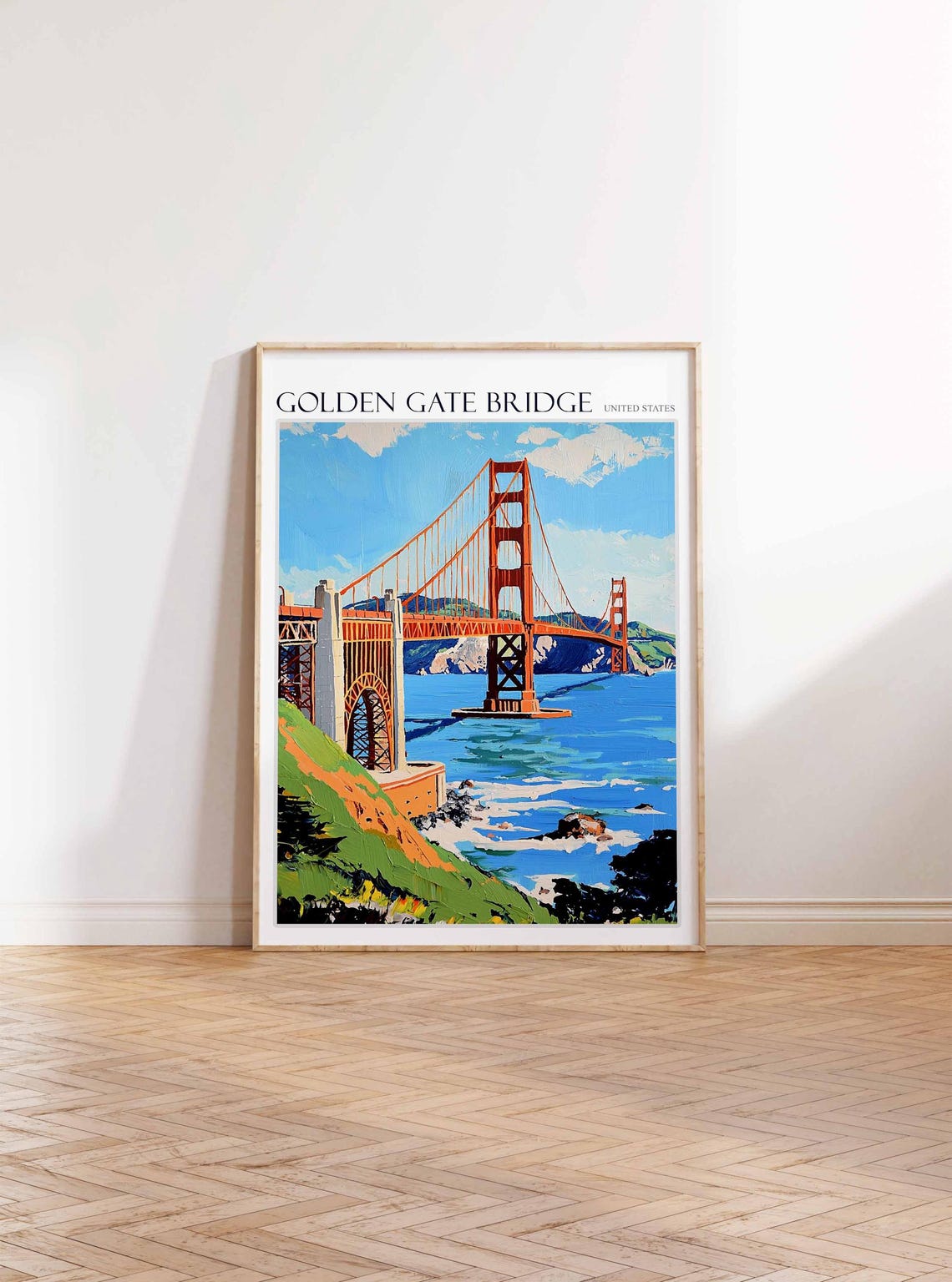 Golden Gate Bridge United States Hillside Tower View Art Poster - Image 3