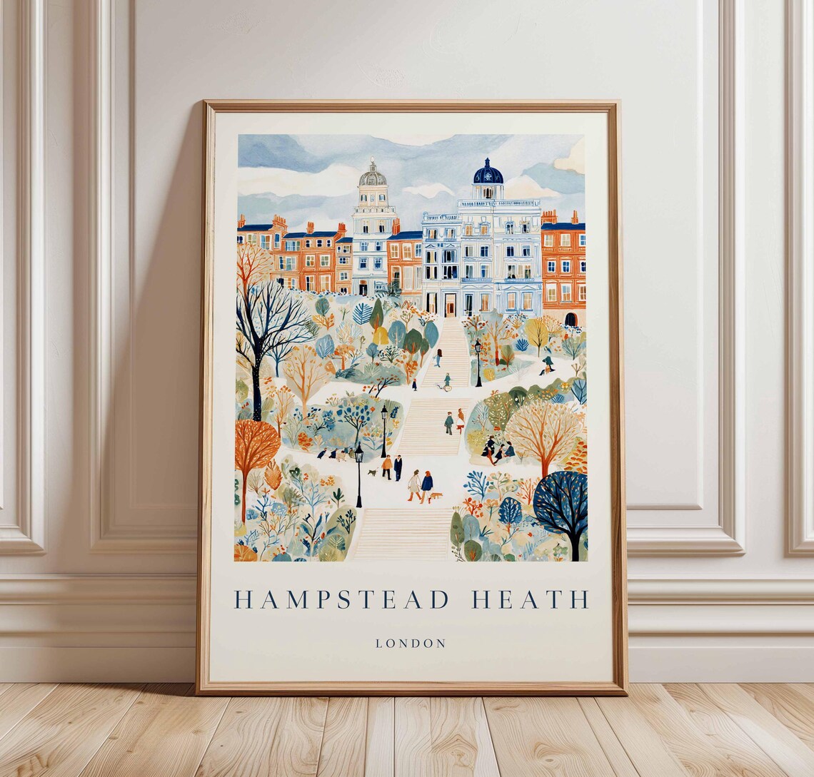 Hampstead Heath London Travel Poster Grand Terrace Steps Gardens Artwork