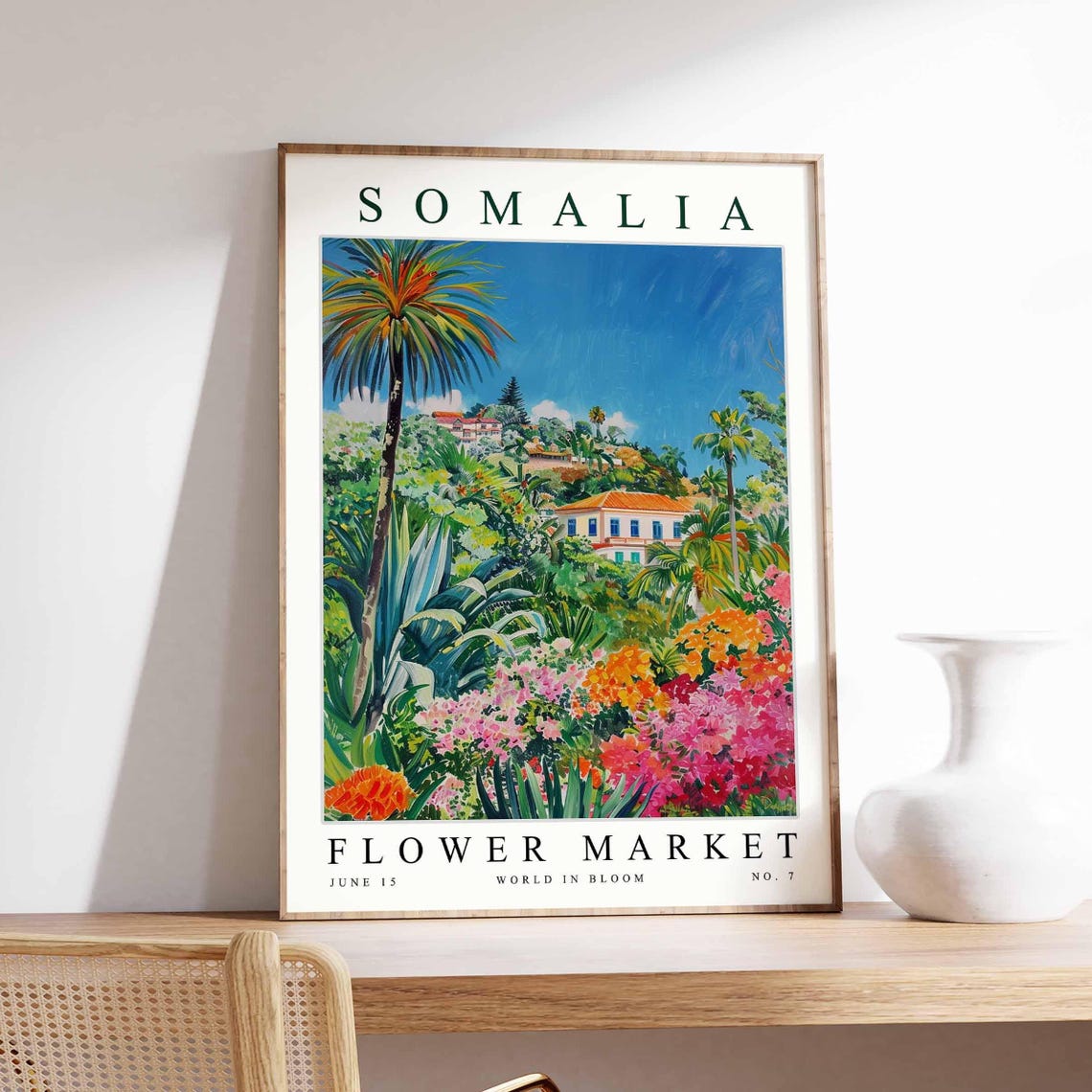 Somalia Flower Market Tropical Hillside Villa Bloom Art Poster