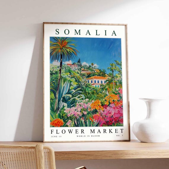 Somalia Flower Market Poster Print Somali Floral Wall Art Decor Botanical Africa African Travel