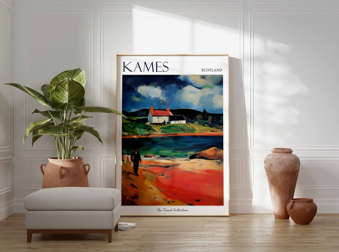 Kames Scotland Dramatic Fauvist Cottage Over the Waves Poster - Image 3