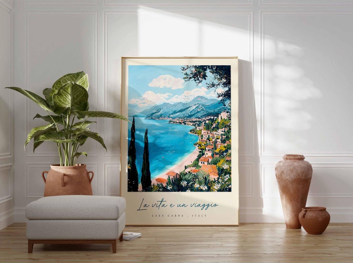 Lake Garda Poster Italian Travel Print Lake Garda Travel Art Lake Garda Wall Art Italy Art Italy Travel Decor Italian Travel Gift - Image 3