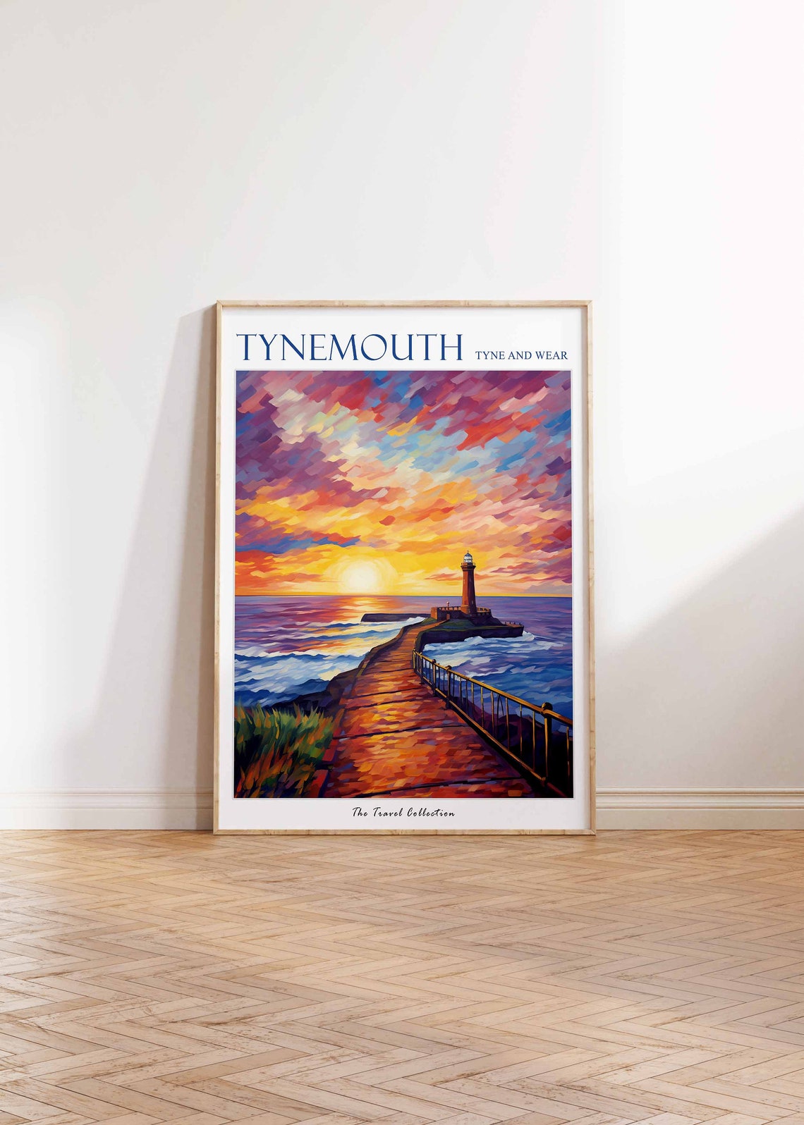 Tynemouth Tyne And Wear Lighthouse Sunset Seaside Art Travel Poster - Image 2