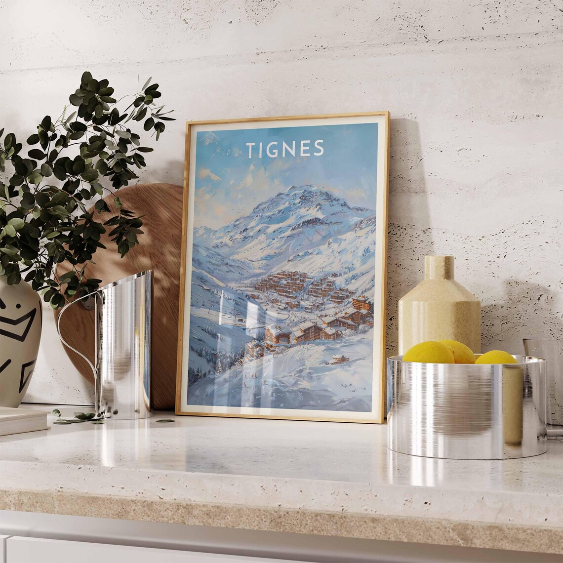 Skiing Travel Poster Tignes Ski Print France Travel Print Skiing Art Skiing Print Winter Sport Art Ski Gift - Image 2