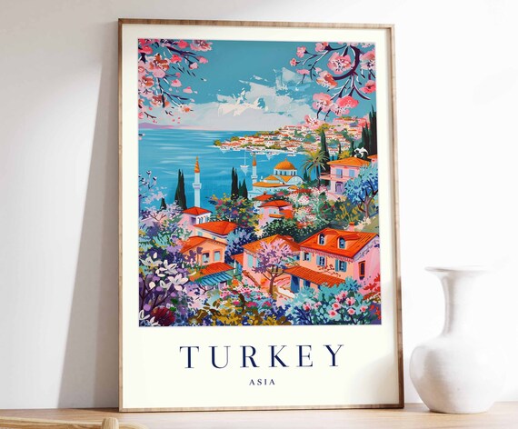 Turkey Poster Turkey Travel Print Islamic Wall Art Islamic Decor Tropical Decor Botanical Print Turkey Gift Turkey Travel Poster