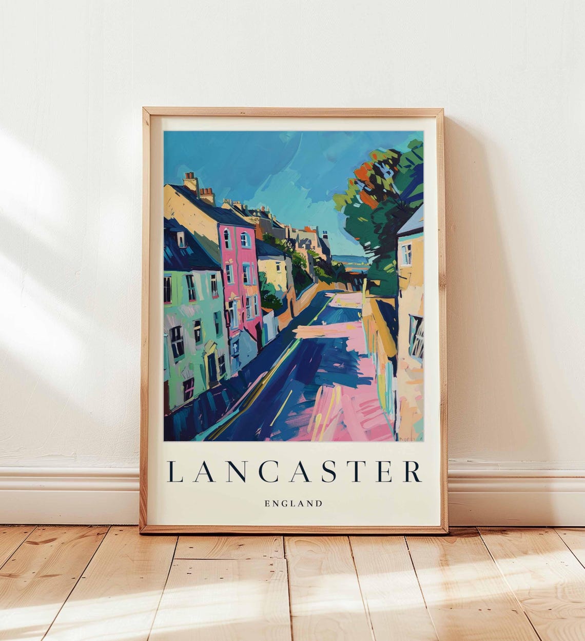 Lancaster England Colorful Street Scene Painterly Facades Art Poster