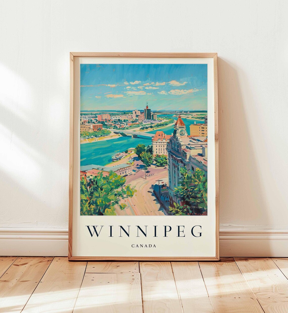 Winnipeg Canada Travel Poster Forks Market Cityscape Art