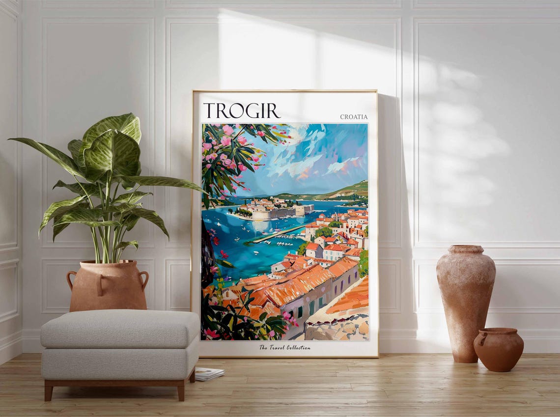 Trogir Poster Croatia Travel Print Croatian Decor Europe Travel Poster European Wall Art Sea Print Trogir Gift Trogir Travel Poster - Image 3