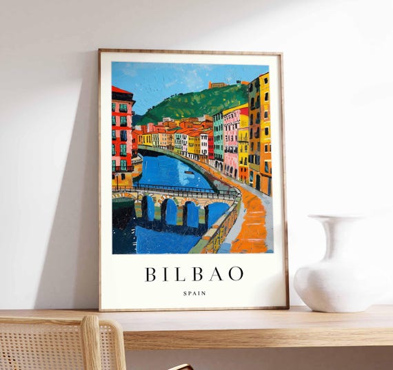 Bilbao Poster Spain Print Wall Art Guggenheim Museum Basque Country Skyline Travel