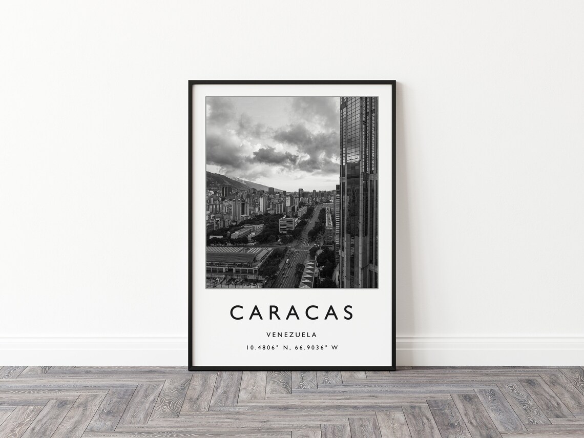 Caracas Venezuela Photo Poster City Skyline And Travel Coordinates - Image 2