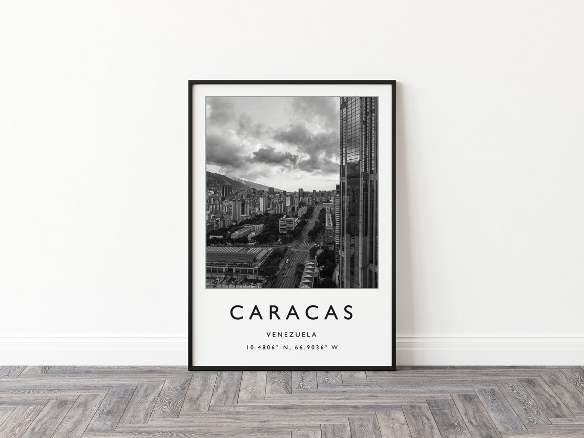 Caracas Venezuela Travel Print Caracas Travel Poster Venezuela Travel Print South America Travel Poster Travel Gift Black And White - Image 2