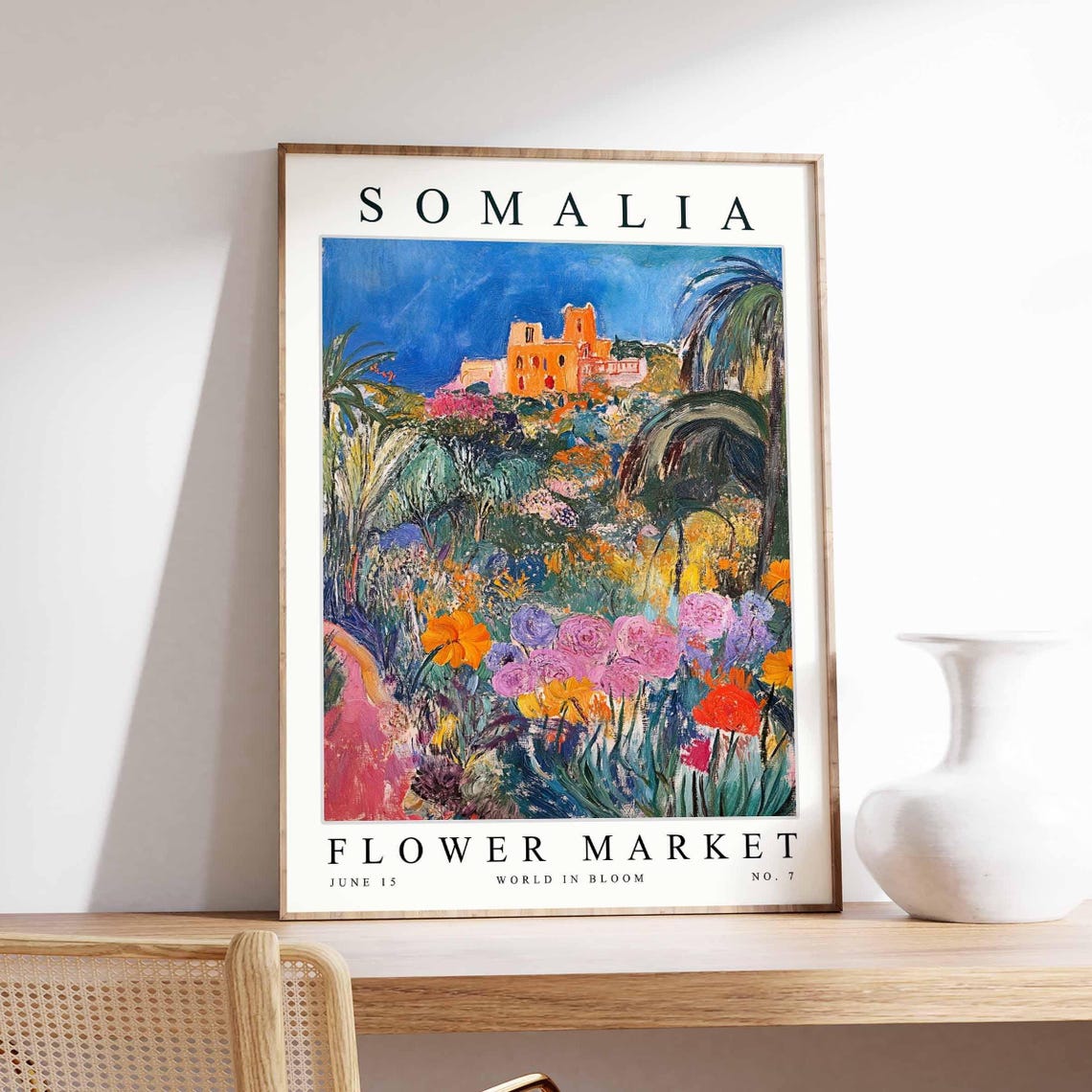 Somalia Flower Market Hilltop Village Palm Garden View Poster