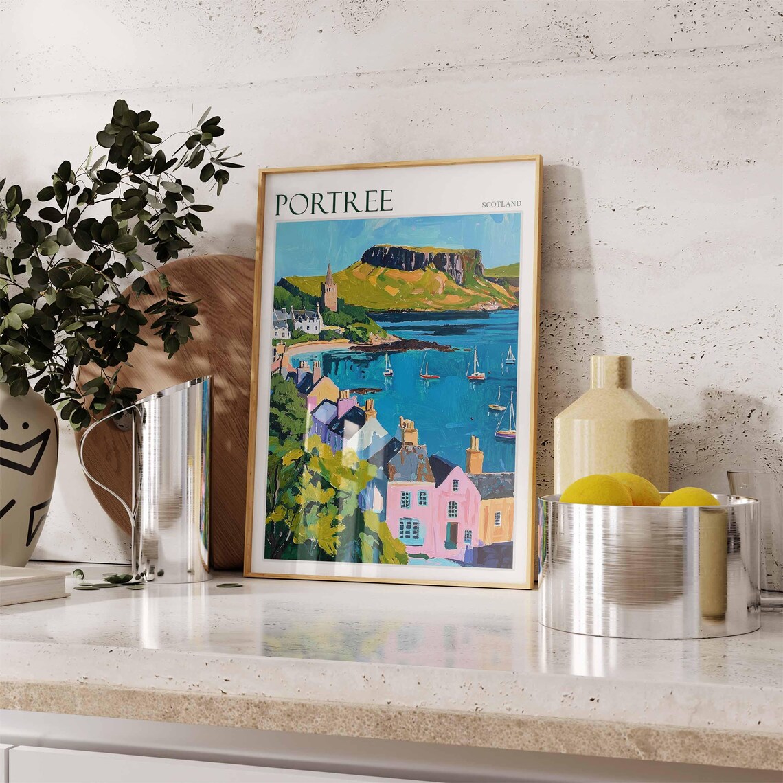 Portree Scotland Church Spire Sailboats Bay Vintage Travel Poster - Image 3
