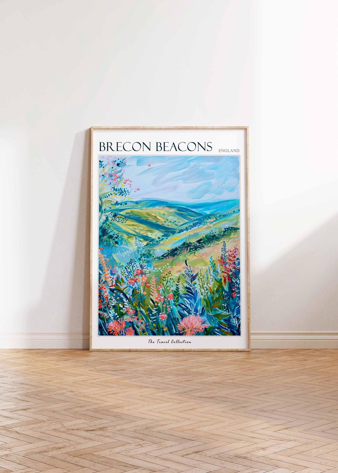 Brecon Beacons Impressionist Hills Wildflower Art Travel Poster - Image 2