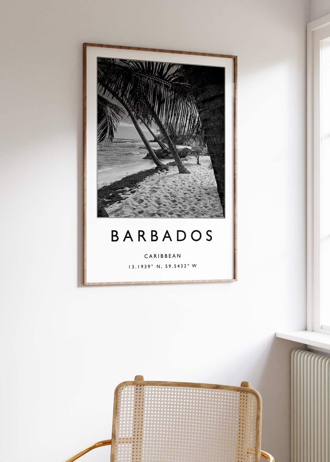 Barbados Travel Poster, Caribbean Black White Art - Image 3
