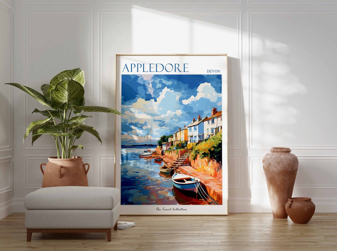 Appledore Devon England Harbor Boats Coastal Travel Art Poster - Image 2