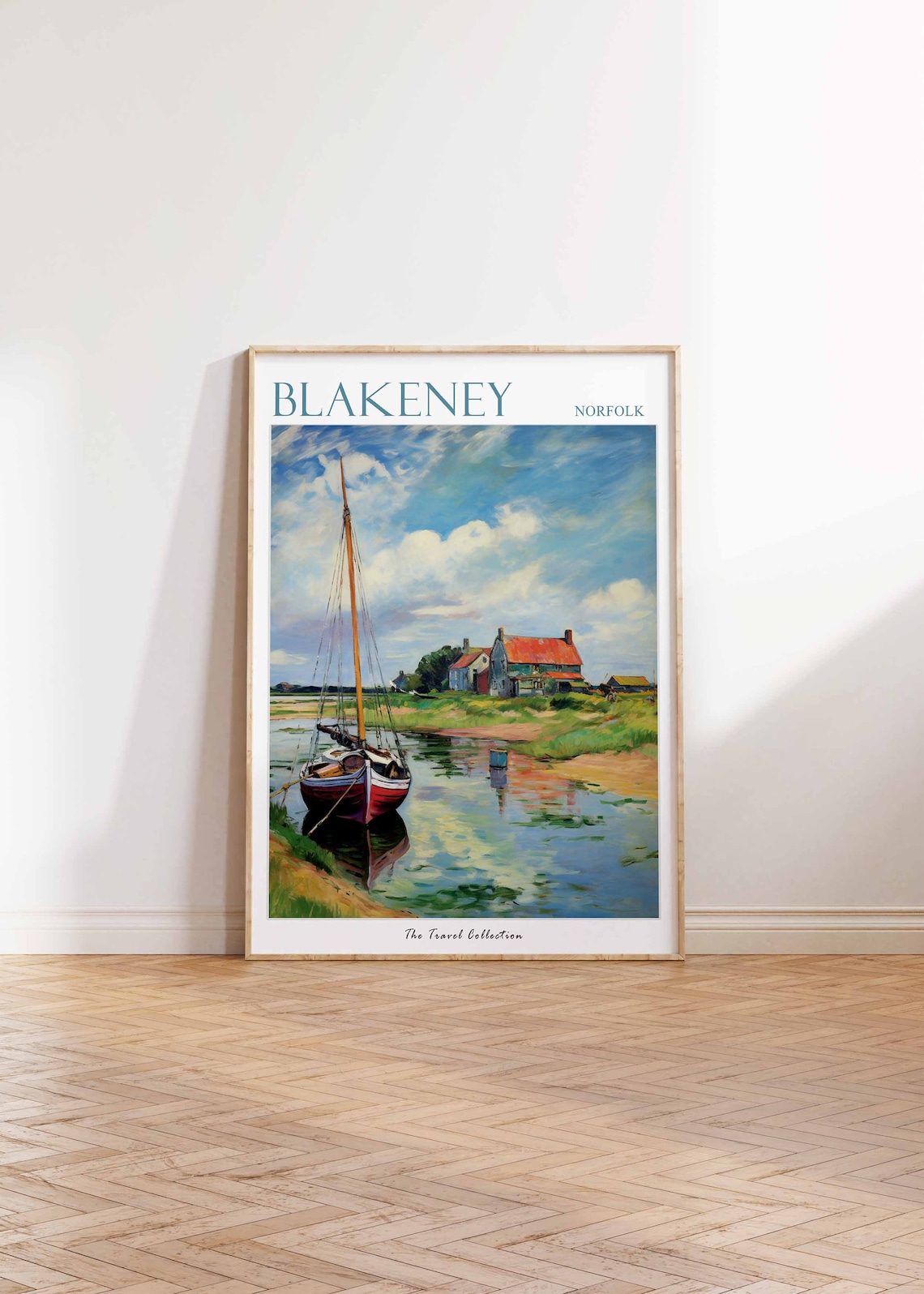 Blakeney Norfolk Sailboat Creek Cottages Coast Travel Poster - Image 2