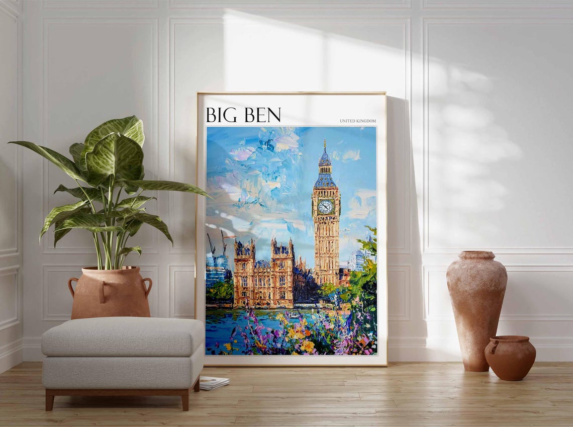 Big Ben Poster England Travel Print British Decor United Kingdom Travel Poster City Print Big Ben Gift Big Ben Travel Poster - Image 2