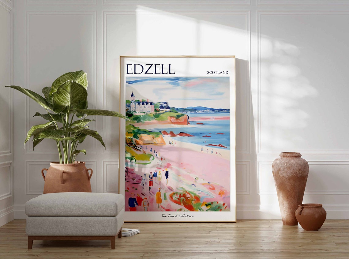 Edzell Poster Edzell Travel Print Scotland Travel Poster Scottish Decor Tropical Decor Sea Print Edzell Gift Edzell Travel Poster - Image 3