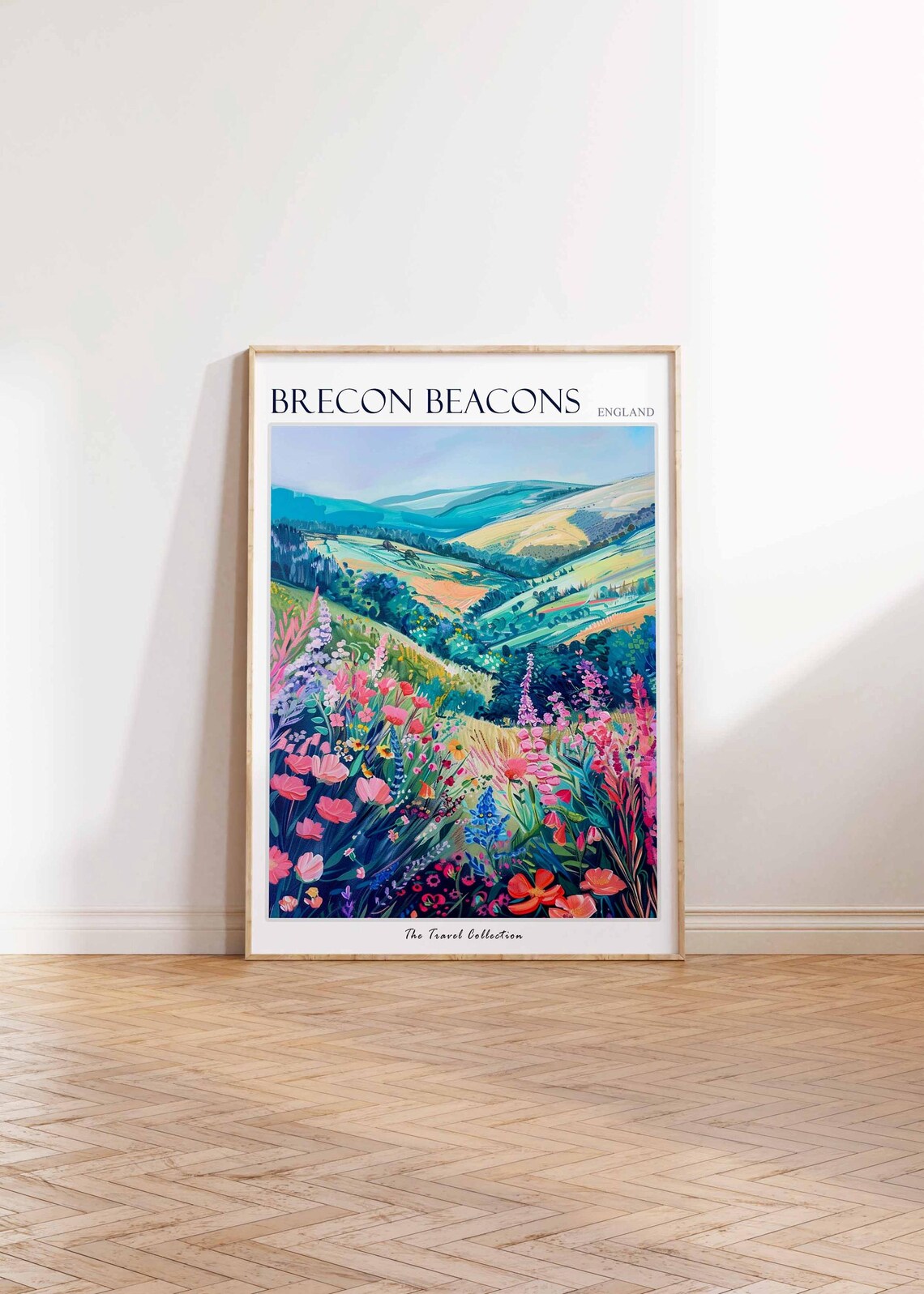 Brecon Beacons Rolling Green Hills Poppy Meadow Travel Poster - Image 2