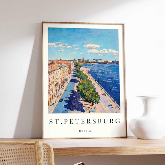 St Petersburg Russia Riverside Promenade With Tree Shadows Poster