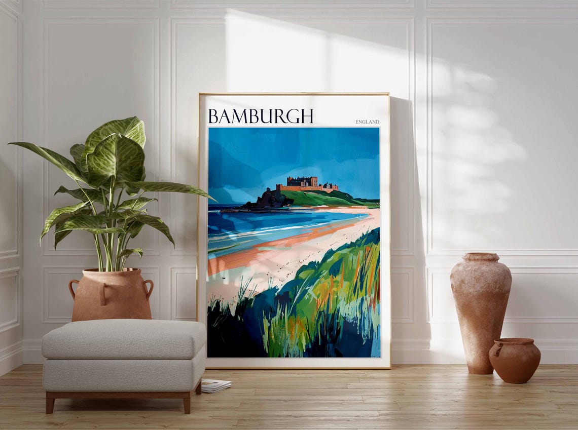 Bamburgh Castle Bold Seaside Illustration Northumberland Coast Poster - Image 3