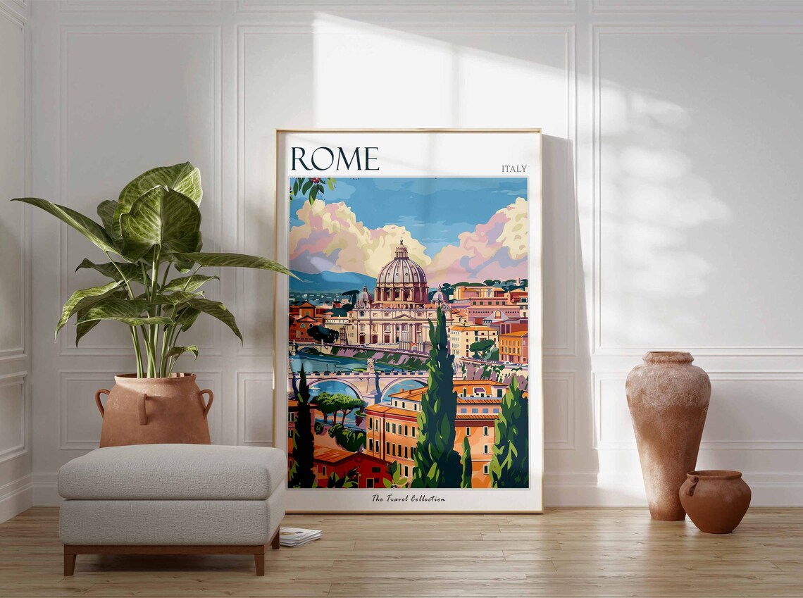 Rome Poster Italian Travel Print Rome Travel Art Rome Wall Art Italian Travel Rome Home Decor Rome Travel Gift - Image 2