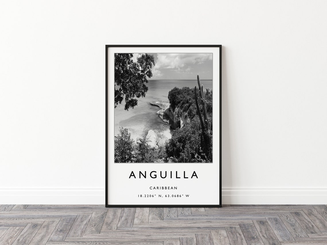 Anguilla Caribbean Black White Rocky Coastline Cliffs Photo Poster - Image 2