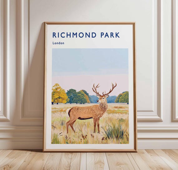 Richmond Park Travel Poster London Deer Print