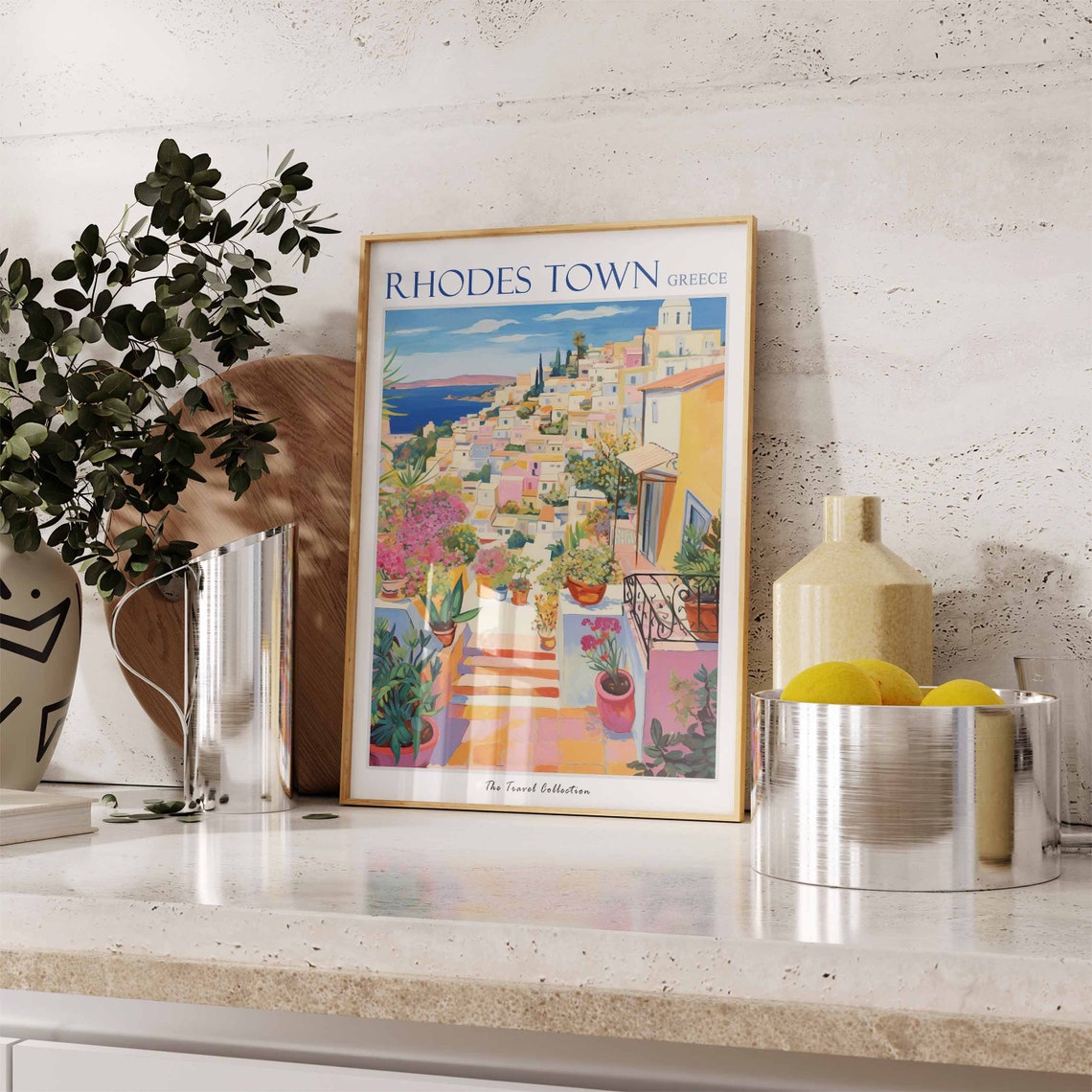Rhodes Town Poster Rhodes Town Travel Print Greek Travel Poster Greek Gift European City Print Greek Art Rhodes Gift Greek Decor - Image 2