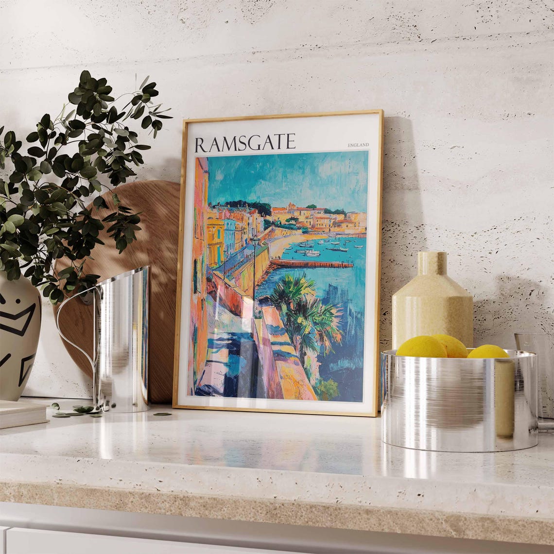 Ramsgate England Colorful Seaside Town Beach Boats Art Poster - Image 3