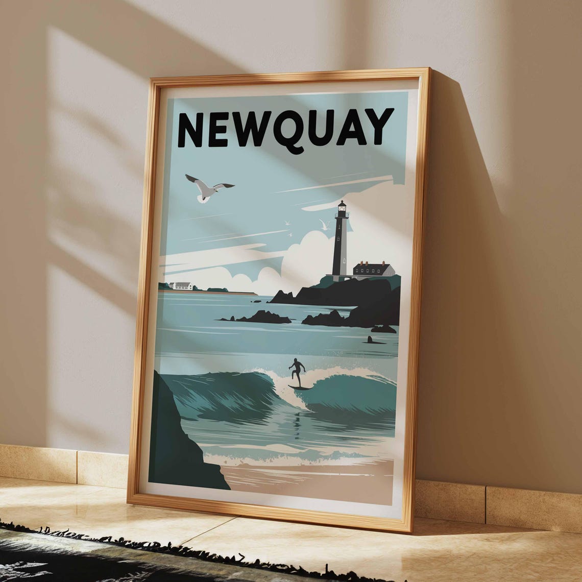 Newquay Print Coastal Travel Poster Cornwall Travel Print Coastal Wall Art Seaside Art Coastal Gift Uk Coast Art Uk Travel Poster - Image 2